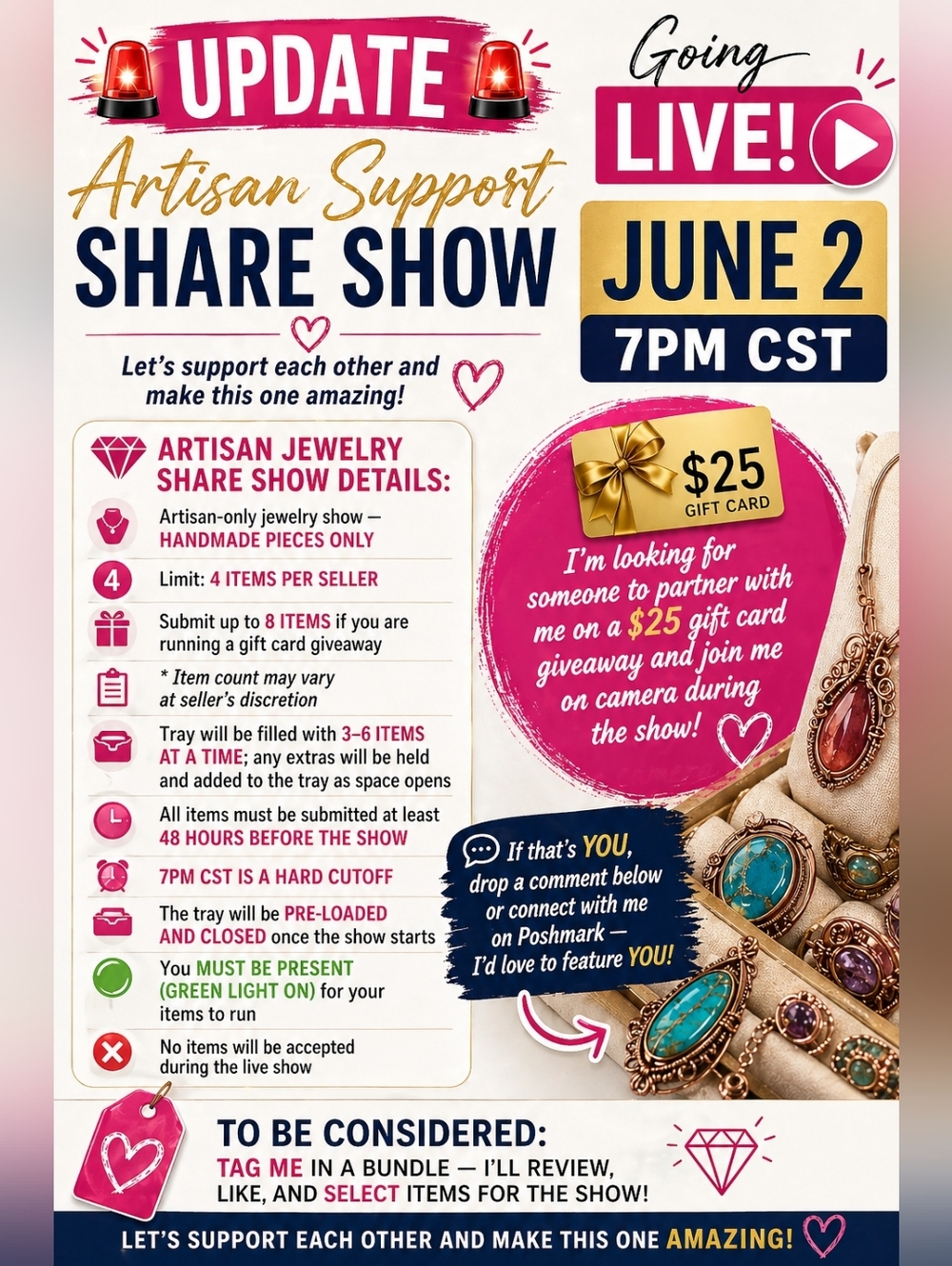 ARTISAN MONTHY JEWELRY SUPPORT SHOW 6/2, 7 Pm CST - Picture 3 of 5